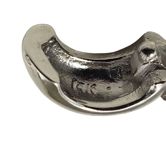 Vintage 14 Karat White Gold Diamond Huggie Earrings #13290 - Picture 6 of 8